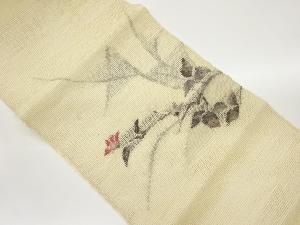  紗 草花模様織出し名古屋帯